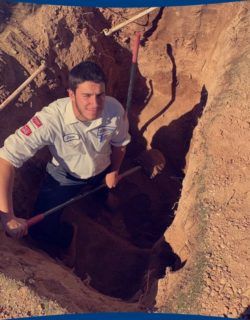 Christian Brothers employee replacing a trenchless sewer